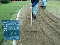 作業中　草の回収